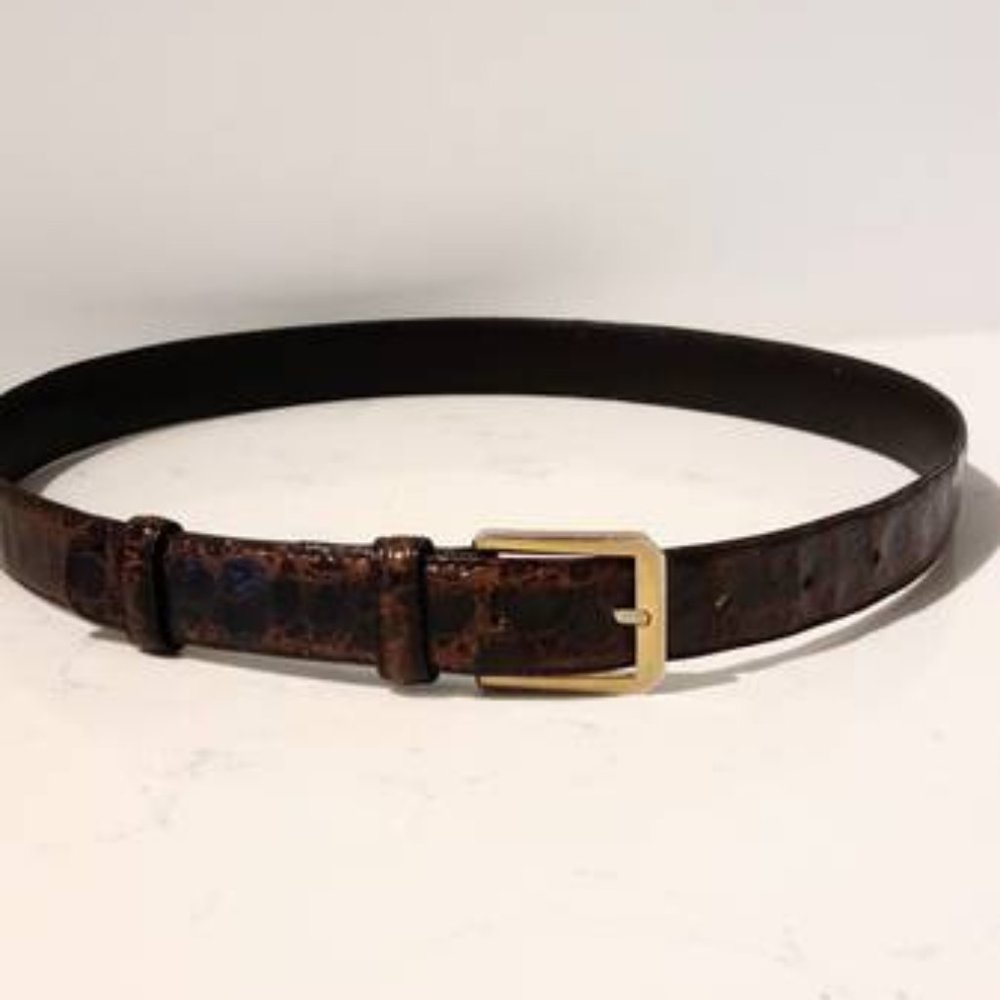 Bottega Veneta Leather Croc Belt   Brown